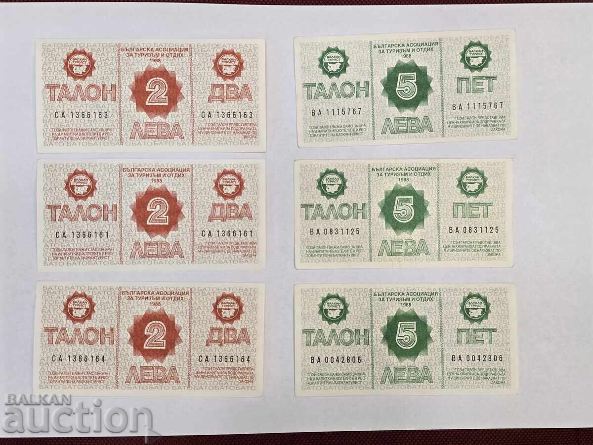 Licitație B.Z.C Lot Balkan Tourist Bonuri 2 și 5 lei 1988