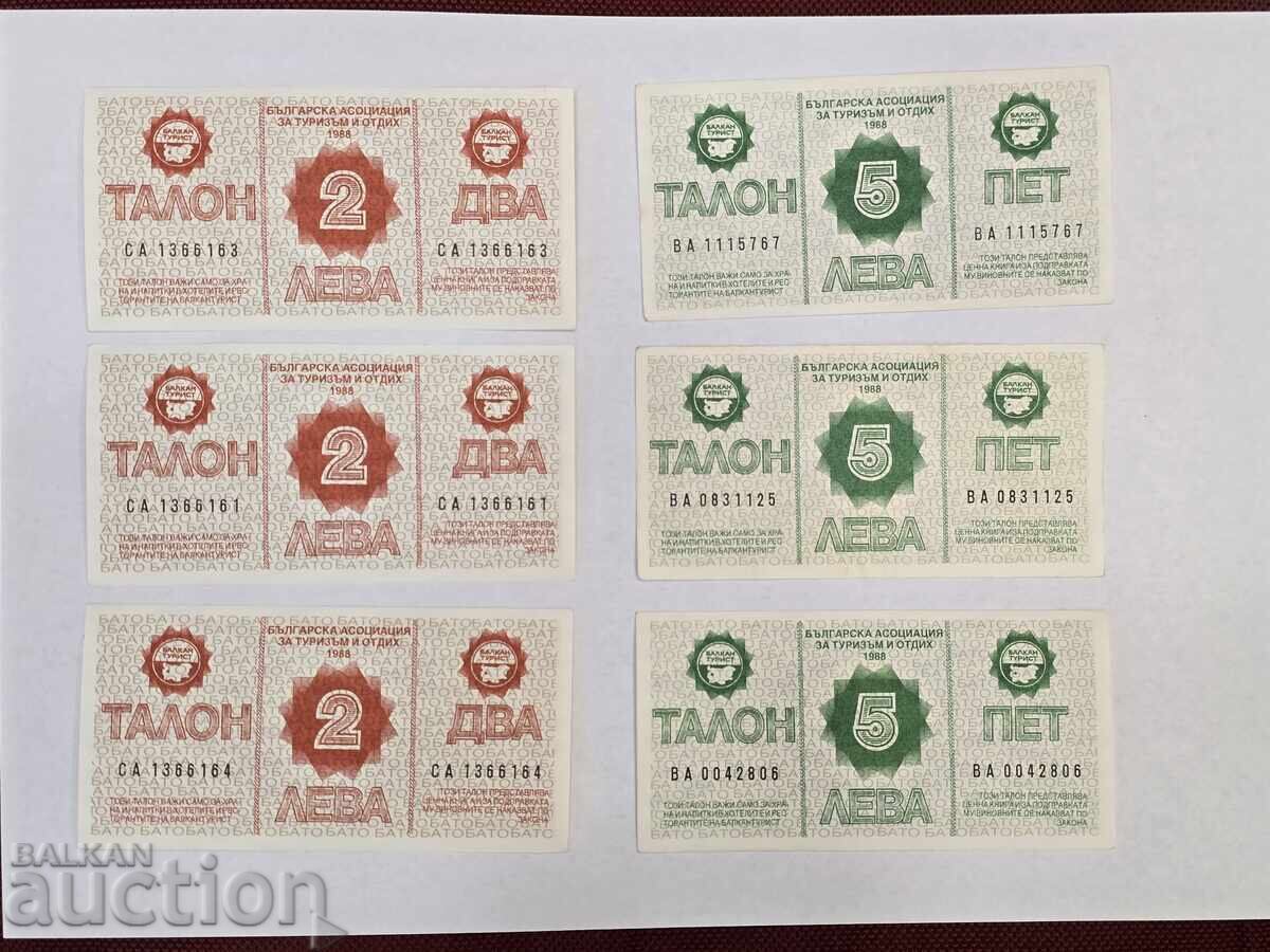 B.Z.C Lot Balkan Tourist Bonuri 2 și 5 lei 1988 - 5