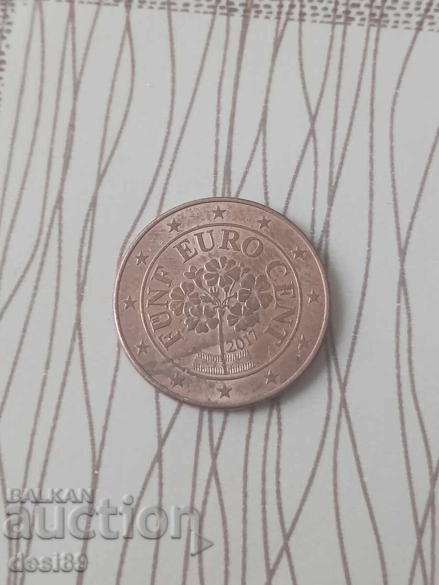 5 евро цента 2017г.Фредерик 3.