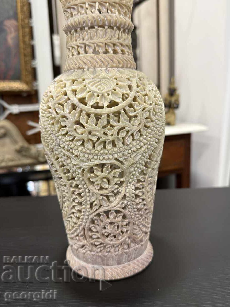 Vază indiană din filigran de piatră săpunată. Nr. 7994 - 5