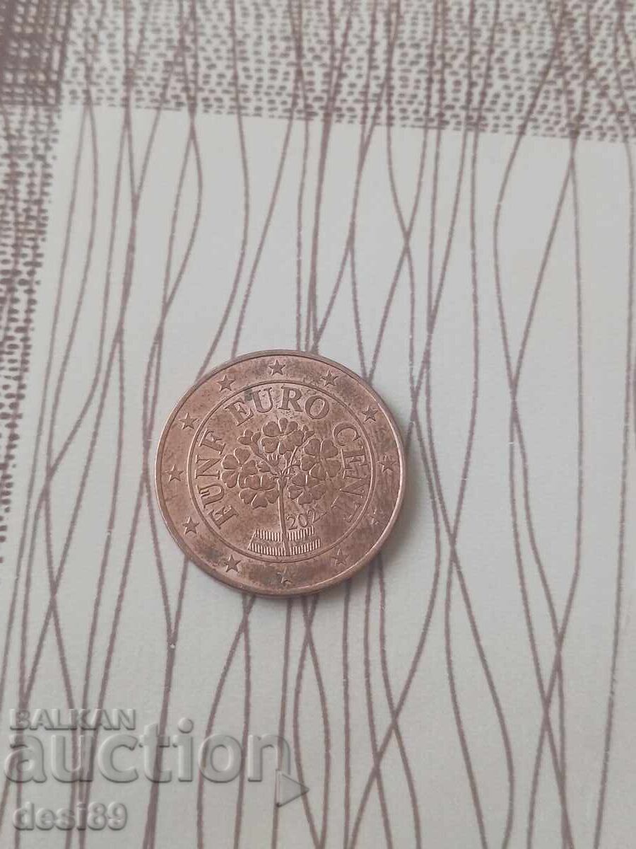 5 евро цента 2021г.Фредерик 3. с цена € 20.00 | 39.12 лв.