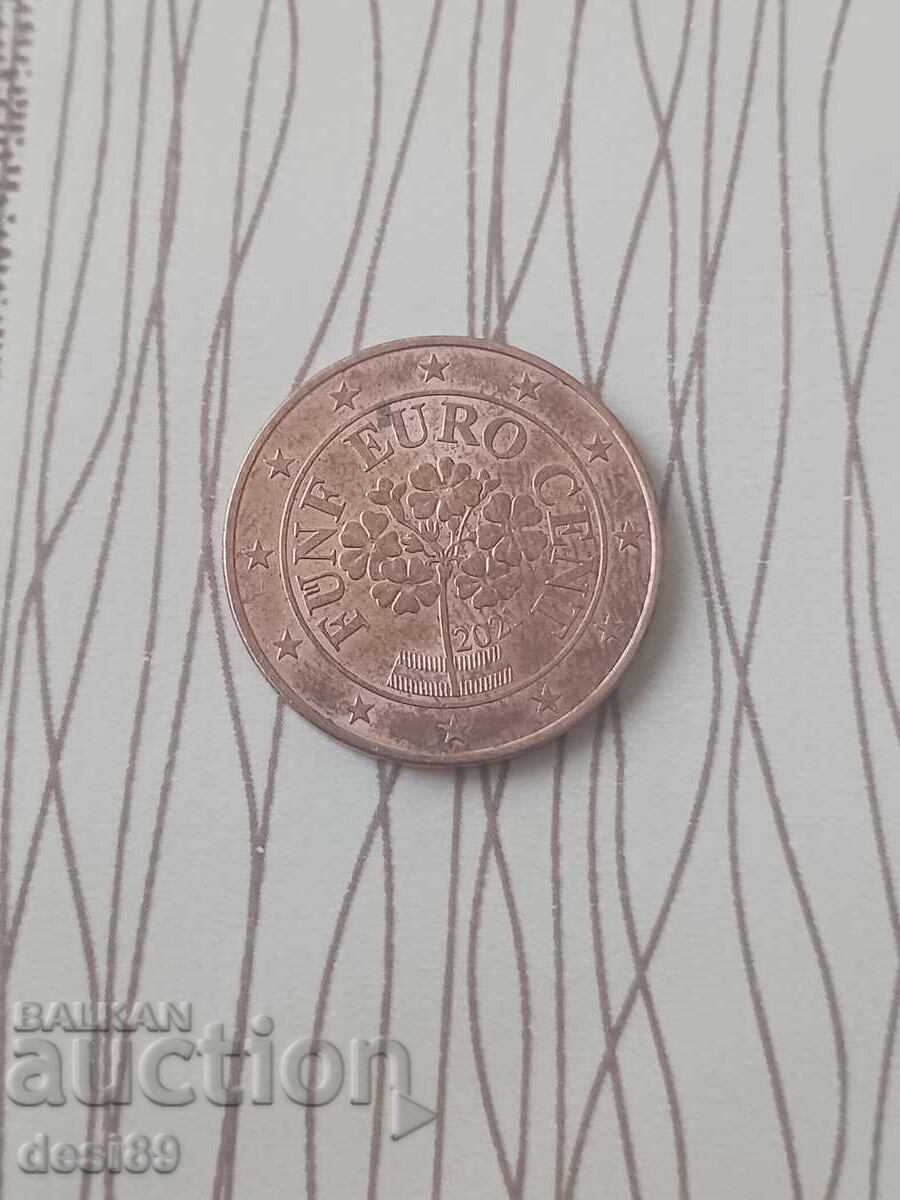 5 евро цента 2021г.Фредерик 3.