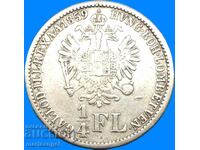 Austria 1/4 florin 1859 A - Viena Franz Joseph Patină de argint