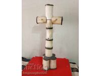 Old cross, bone and brass crucifix