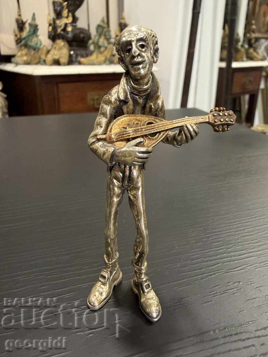 Ιταλικό ασημένιο αγαλματίδιο μουσικού. №8008 - 7 Ιταλικό ασημένιο αγαλματίδιο μουσικού. №8008 - 7