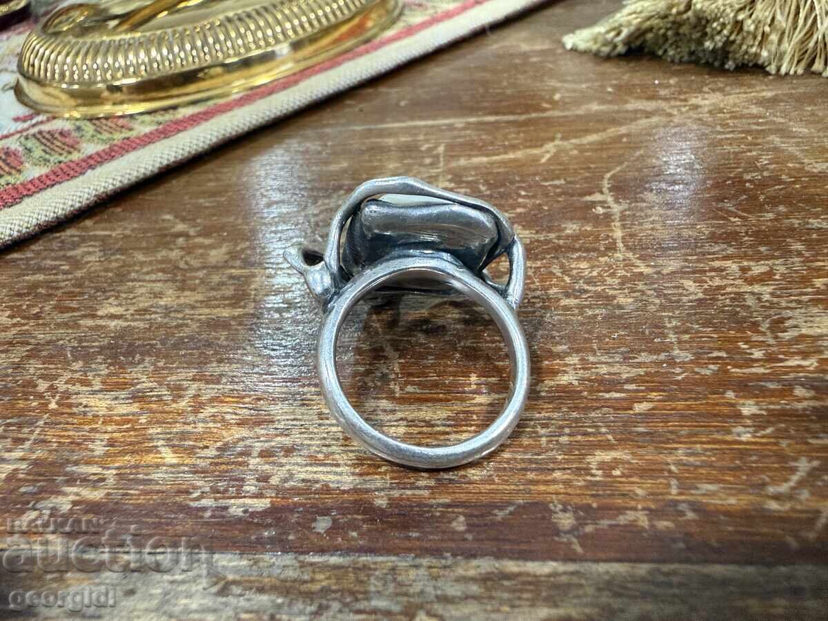 Ασημένιο δαχτυλίδι με φυσική πέτρα. №8010 - 5 Ασημένιο δαχτυλίδι με φυσική πέτρα. №8010 - 5