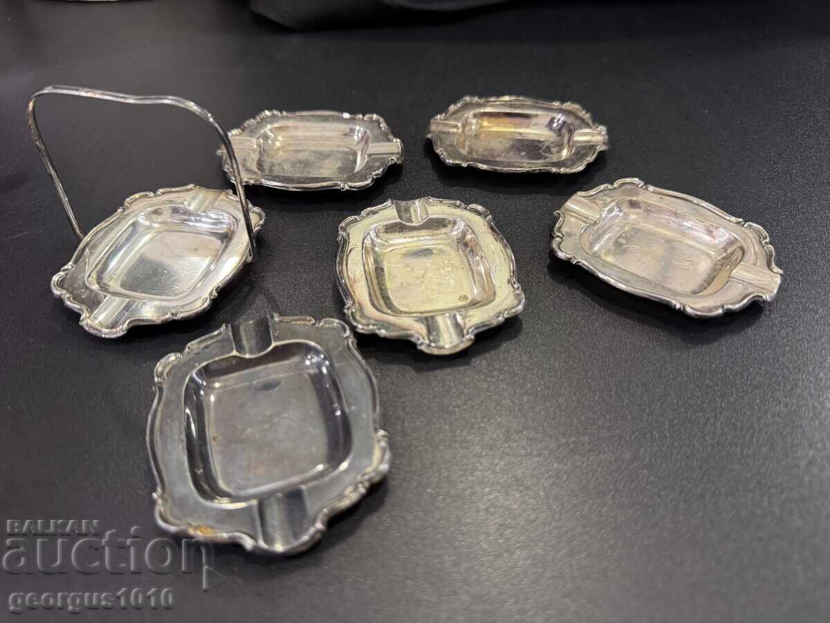 Auction Set of silver-plated ashtrays No. 8011 Auction Set of silver-plated ashtrays No. 8011