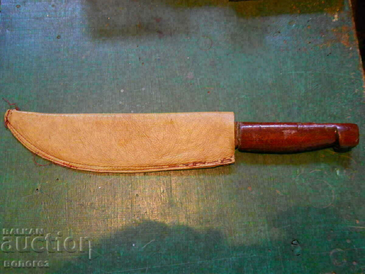 Large machete knife with leather sheath - 7