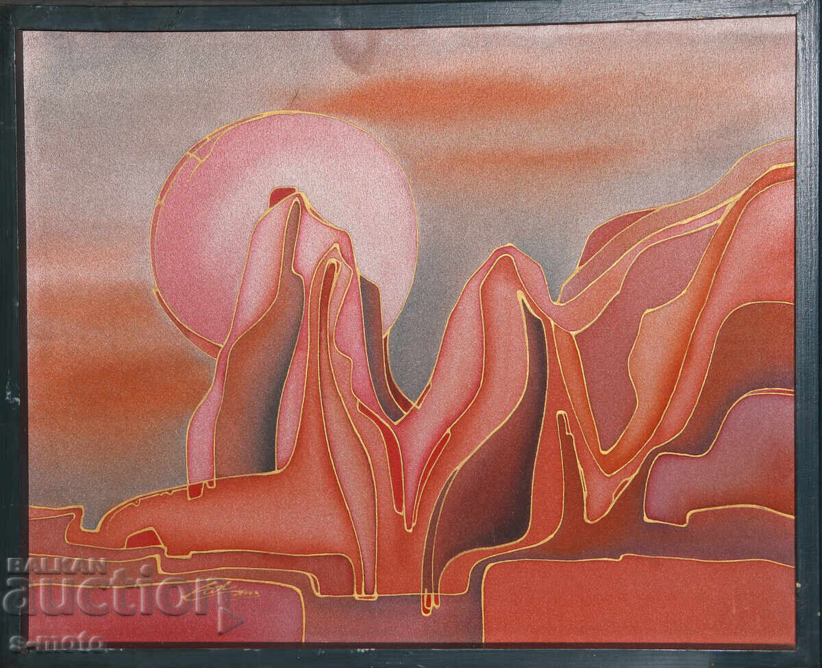 Abstract composition landscape batik painting 2003