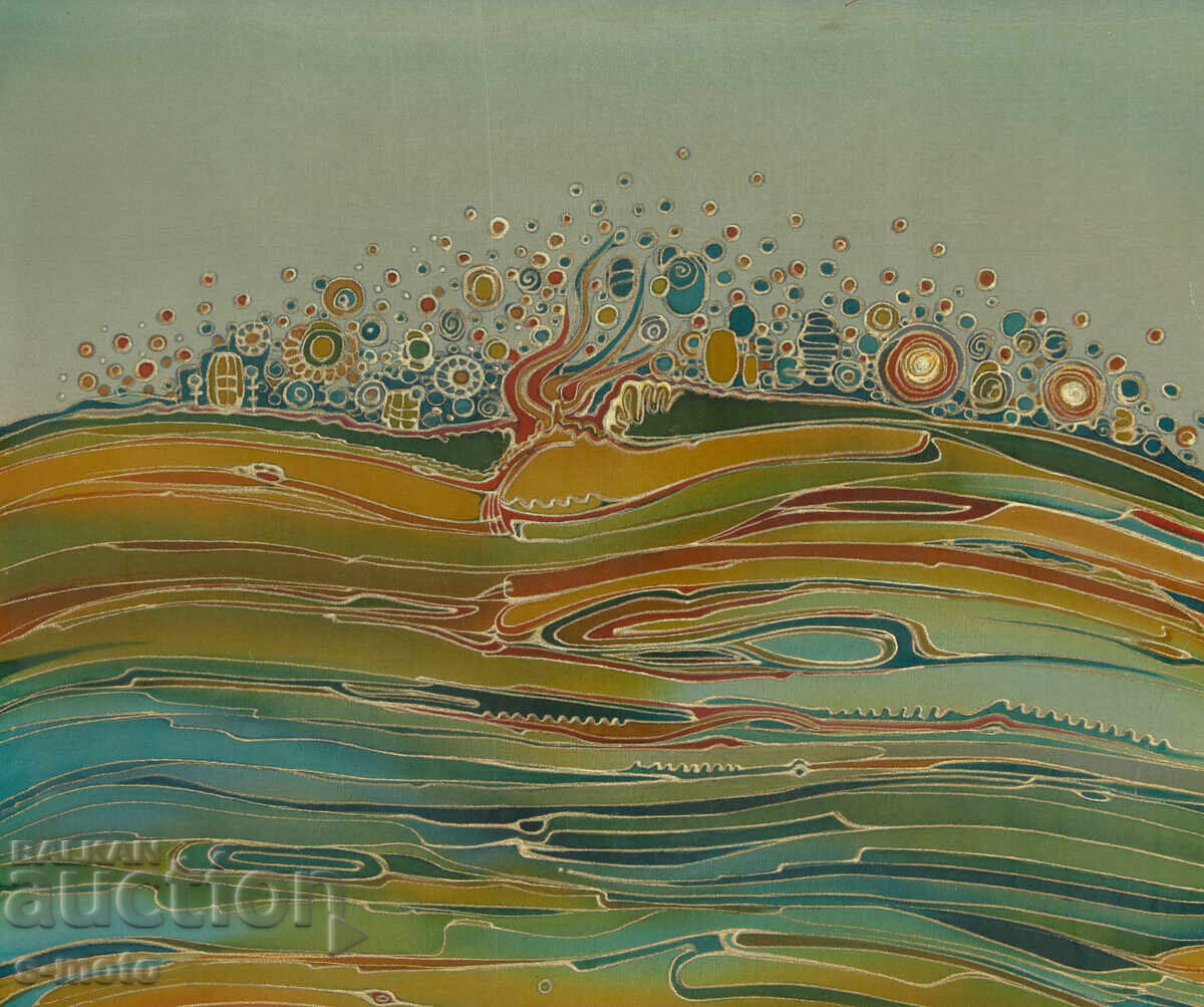 Delivery of Abstract composition landscape batik painting 2003