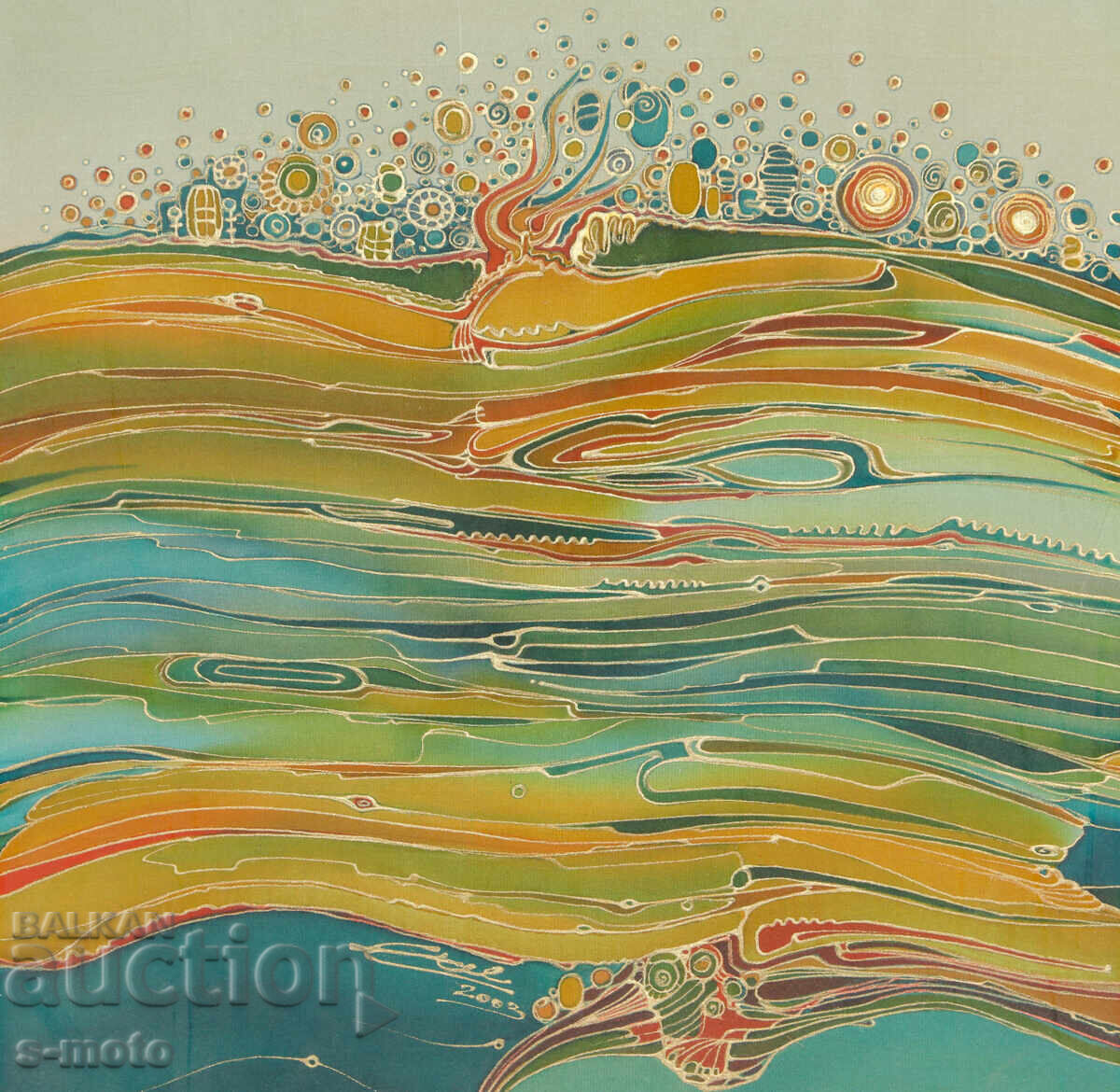 Abstract composition landscape batik painting 2003 - 5