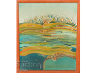 Abstract composition landscape batik painting 2003
