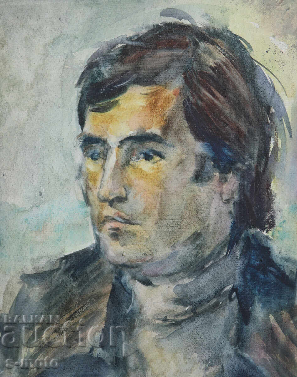 Аукцион Kартина акварел мъжки портрет