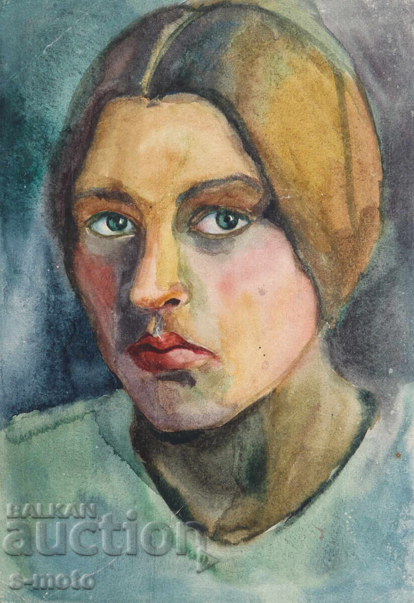 Pictură acuarelă portret feminin