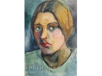 Pictură acuarelă portret feminin