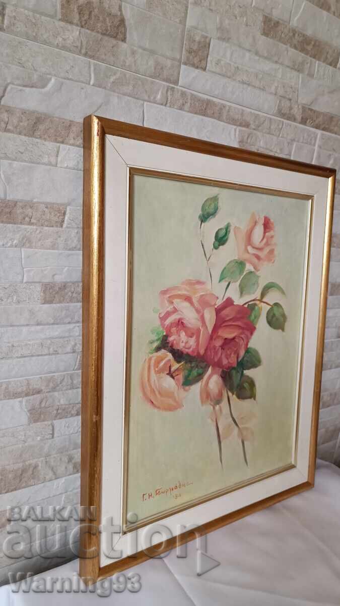 Auction Painting "Flowers" - oil on canvas - 49/38cm Auction Painting "Flowers" - oil on canvas - 49/38cm