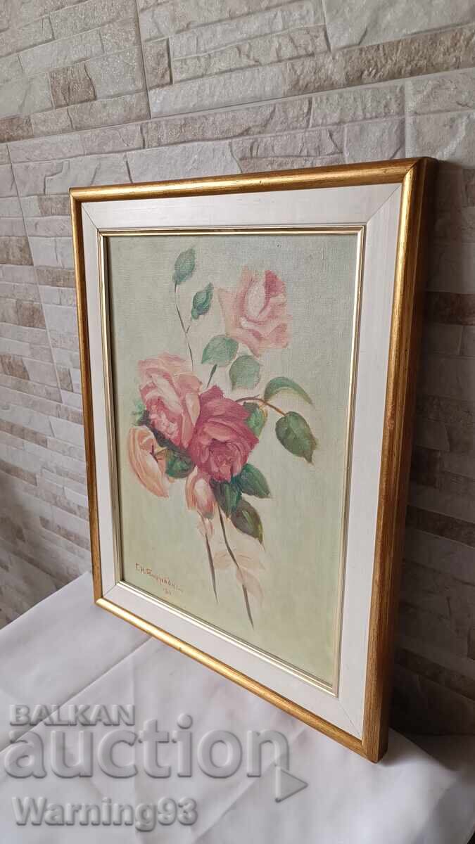 Delivery of Painting "Flowers" - oil on canvas - 49/38cm Delivery of Painting "Flowers" - oil on canvas - 49/38cm