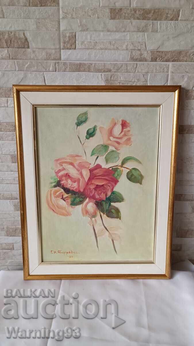 Painting "Flowers" - oil on canvas - 49/38cm - 5 Painting "Flowers" - oil on canvas - 49/38cm - 5