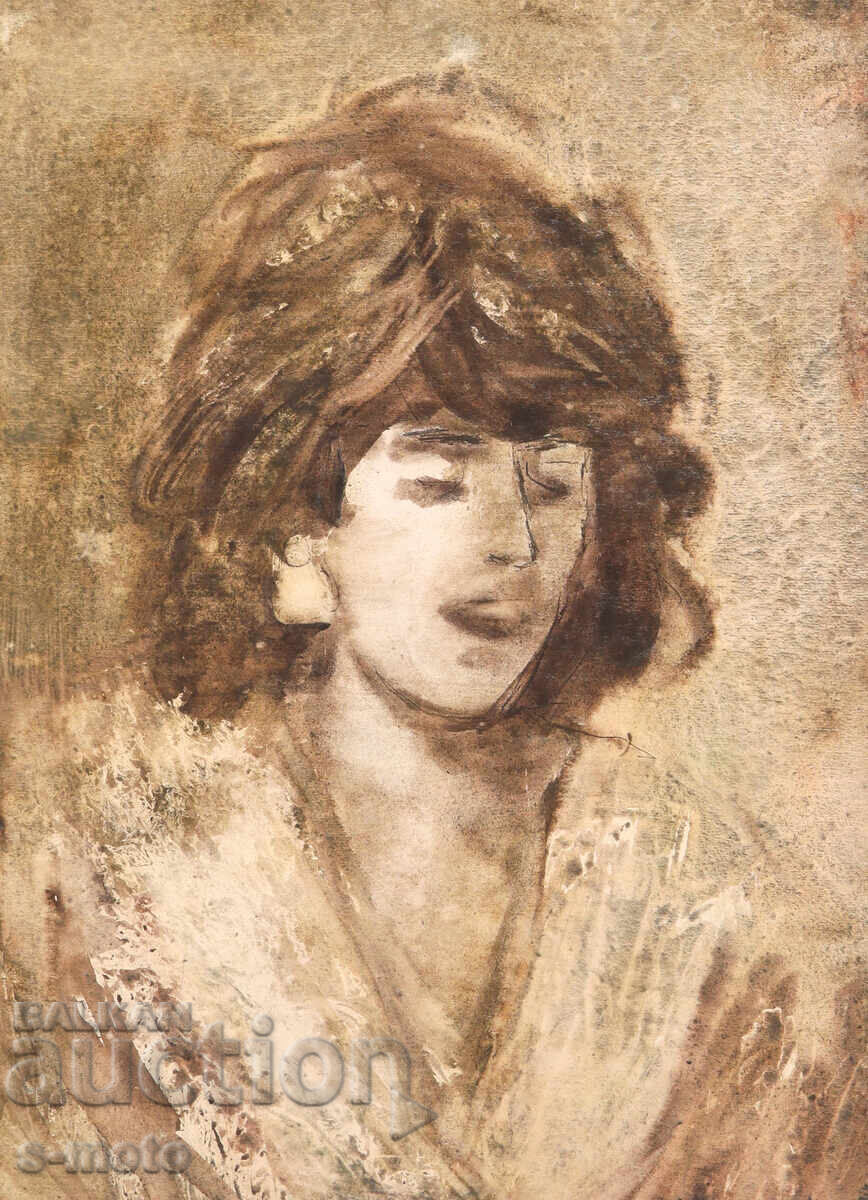 Pictură acuarelă portret feminin