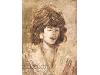 Pictură acuarelă portret feminin