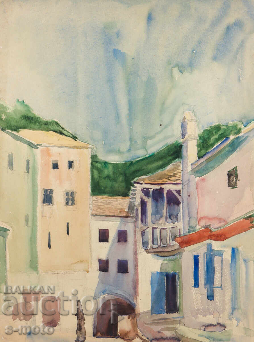Stara kartina gradski peĭzazh akvarel με τιμή € 110.00 | 215.14 BGN Stara kartina gradski peĭzazh akvarel με τιμή € 110.00 | 215.14 BGN