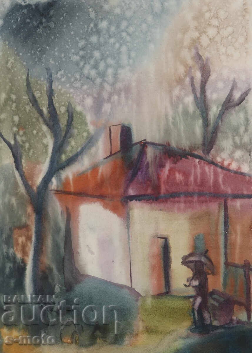 Δημοπρασία Πίνακας ακουαρέλας αστικό τοπίο