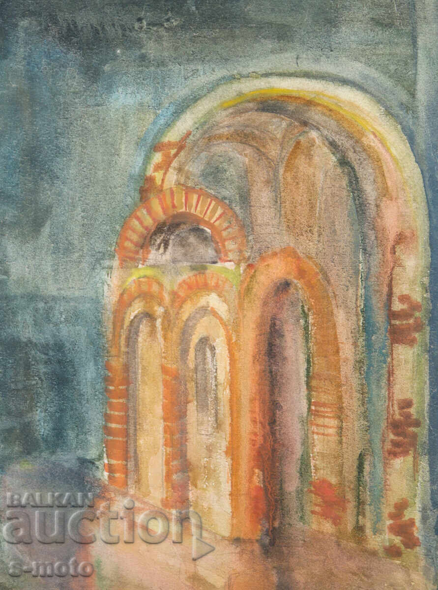 Kартина акварел градски пейзаж Kартина акварел градски пейзаж