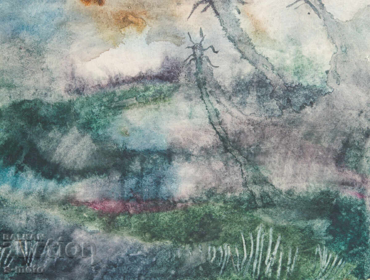 Παράδοση Ακουαρέλα αφηρημένο τοπίο