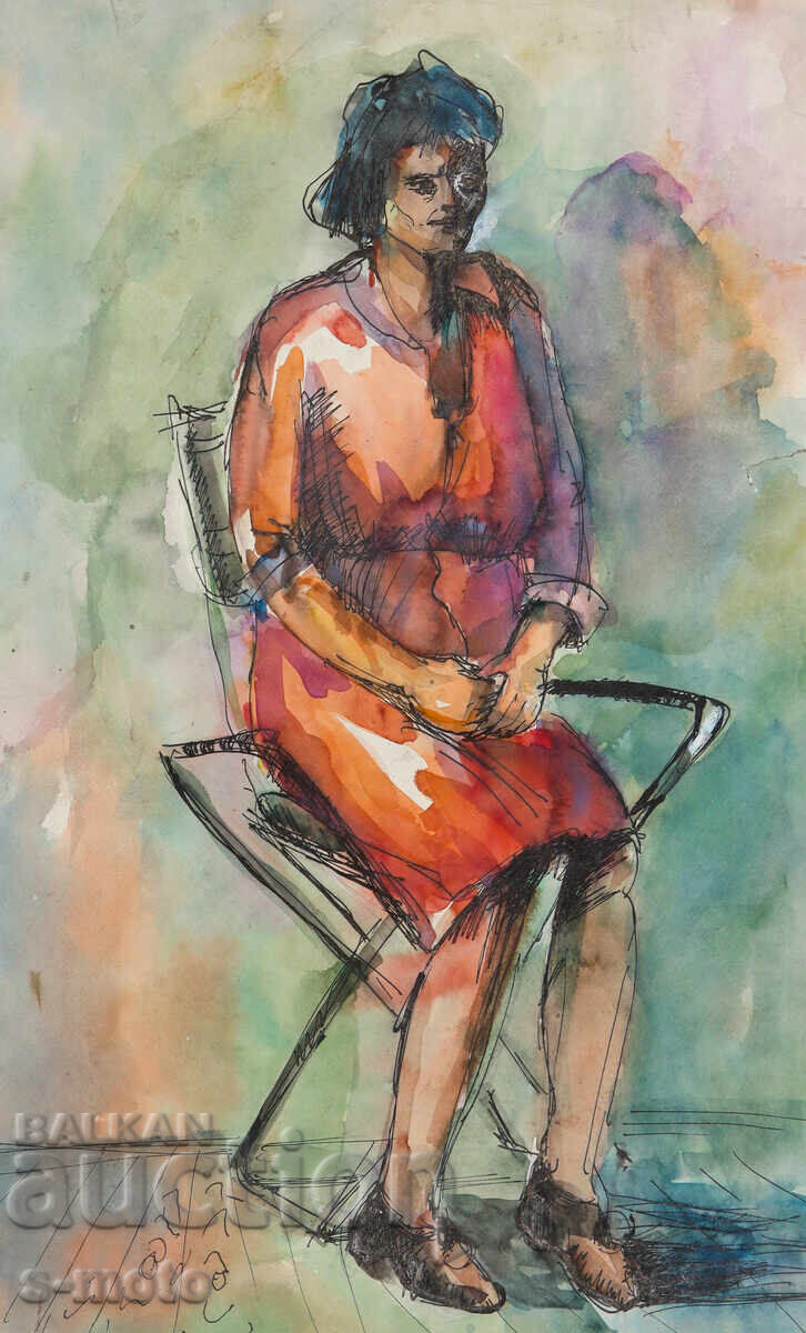 Δημοπρασία Έργο ζωγραφικής με ακουαρέλα, γυναικείο πορτρέτο Δημοπρασία Έργο ζωγραφικής με ακουαρέλα, γυναικείο πορτρέτο