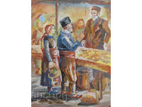 Πίνακας τέμπερα πορτρέτο "Στην αγορά"