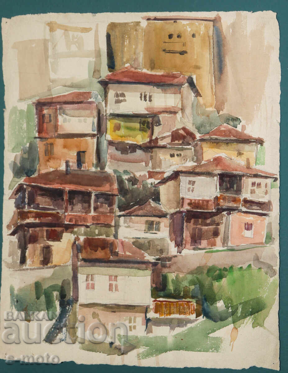 Стара картина градски пейзаж акварел с цена € 90.00 | 176.02 лв. Стара картина градски пейзаж акварел с цена € 90.00 | 176.02 лв.