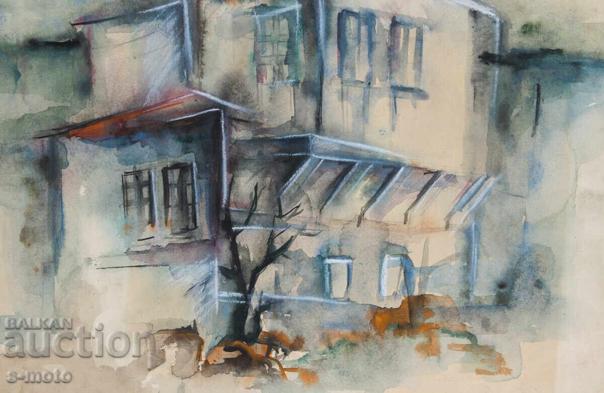 Стара картина селска къща кварел - 5