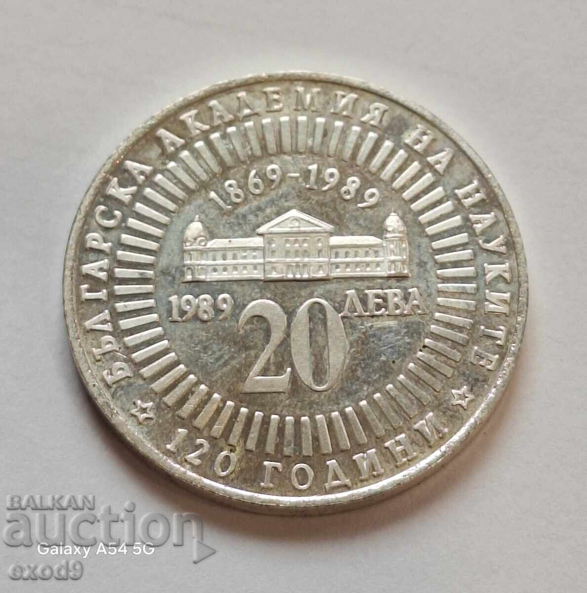 Argint, Monedă 20 Leva 1989 / BZC!