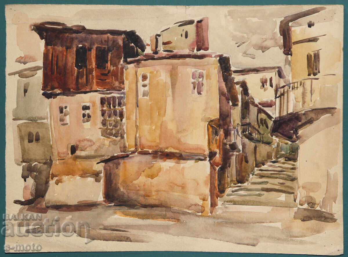Stara kartina gradski peĭzazh akvarel με τιμή € 90.00 | 176.02 BGN