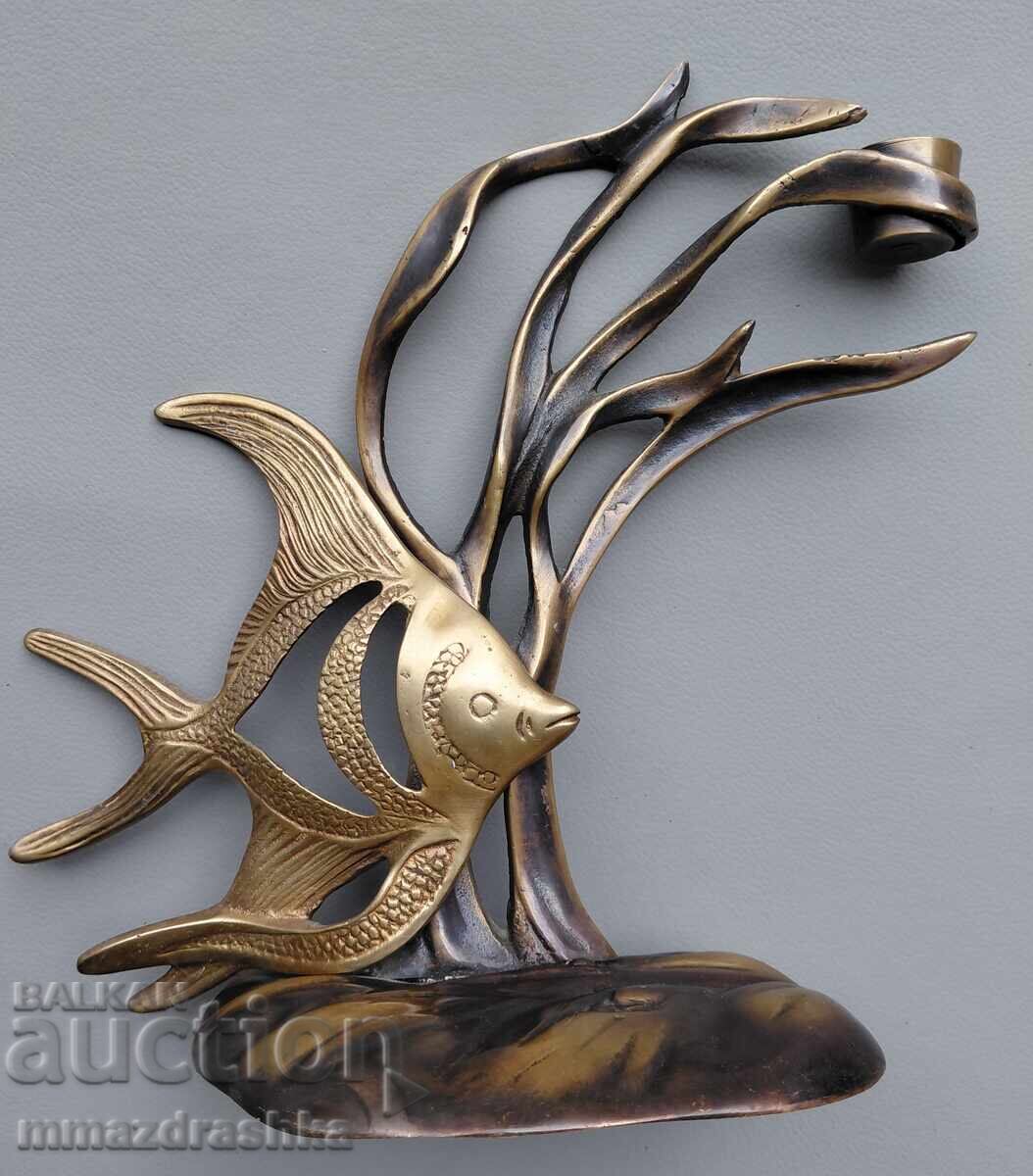 Μπρούτζινη βάση για κερί ψάρι