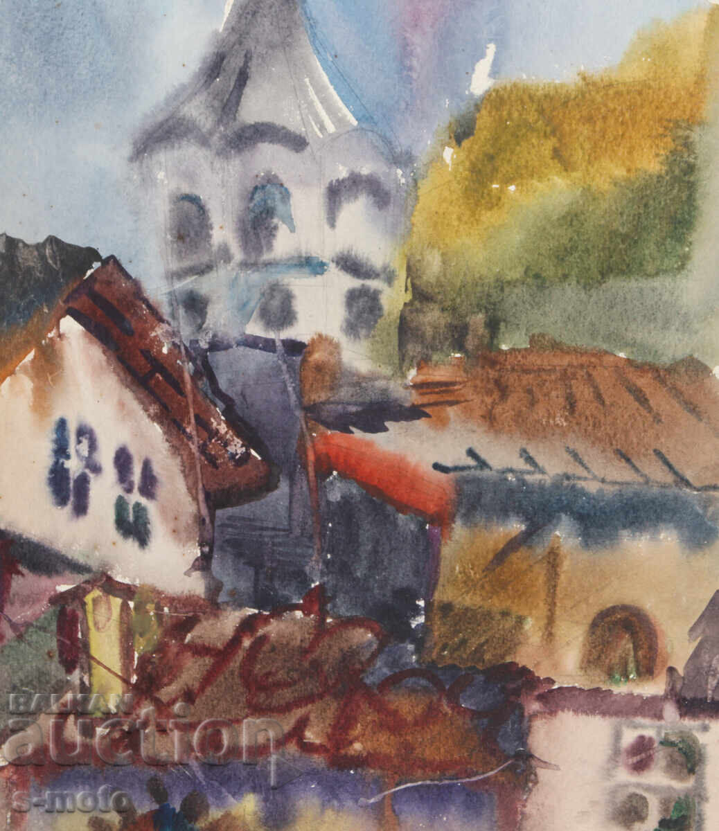 Πίνακας ακουαρέλας αγροτικό τοπίο - 5