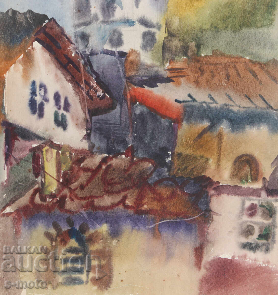 Πίνακας ακουαρέλας αγροτικό τοπίο - 6