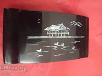 Cutie veche de țigări, lemn, sidef