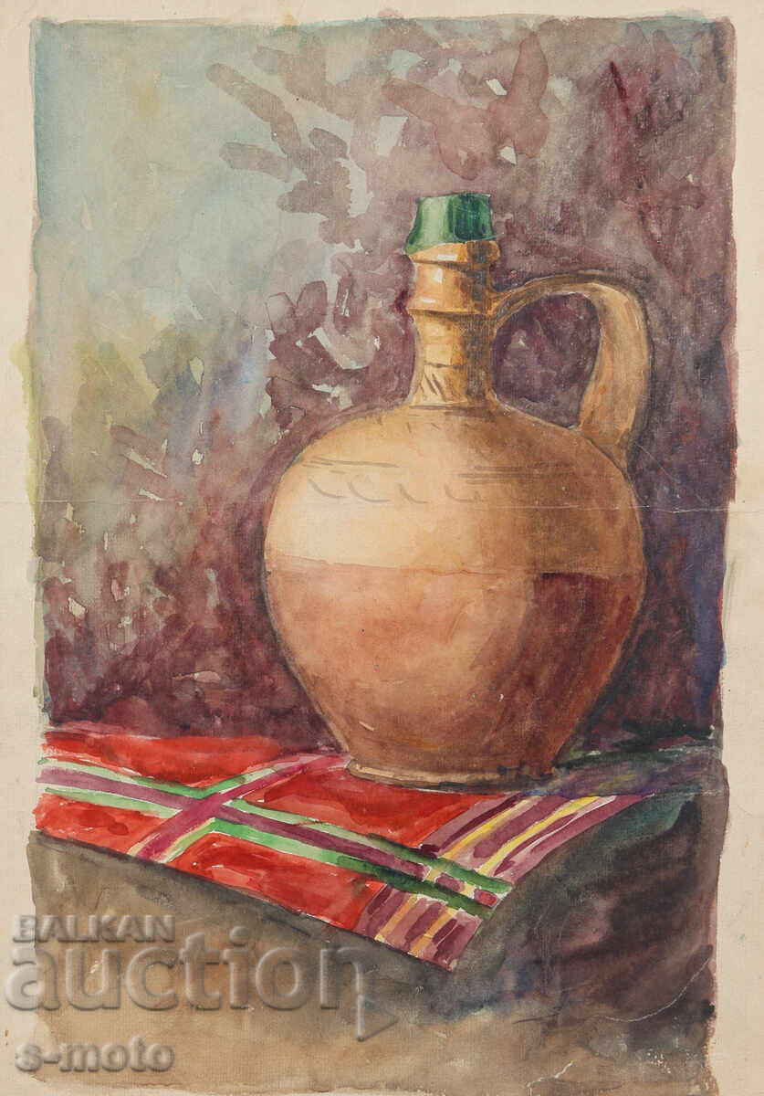 Licitație Pictură veche acuarelă natură moartă