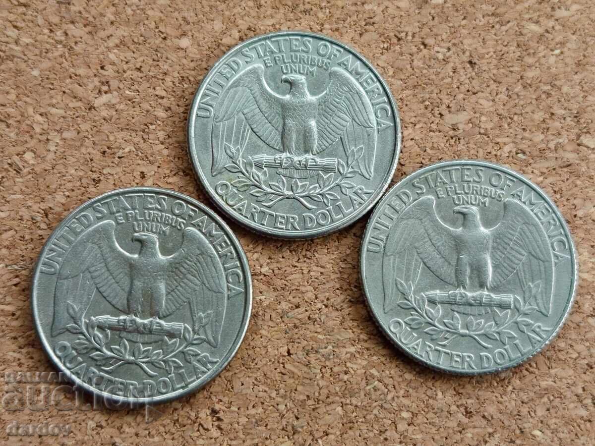 SUA sfert de dolar, ani diferiți cu preț € 1.35 | 2.64 BGN SUA sfert de dolar, ani diferiți cu preț € 1.35 | 2.64 BGN