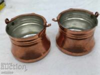 2 pcs small decorative copper pans