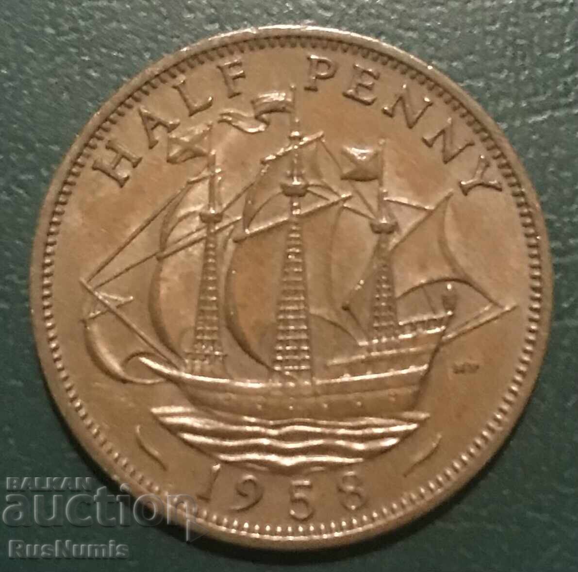 Великобритания. 1/2 пени 1958 г.