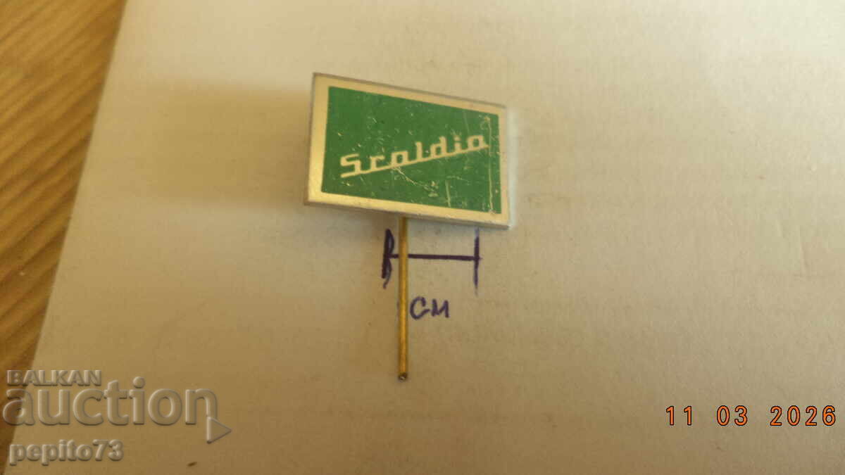 Reklamna znachka, SCALDIA, vnositel na koli Moskvich με τιμή € 8.00 | 15.65 BGN Reklamna znachka, SCALDIA, vnositel na koli Moskvich με τιμή € 8.00 | 15.65 BGN