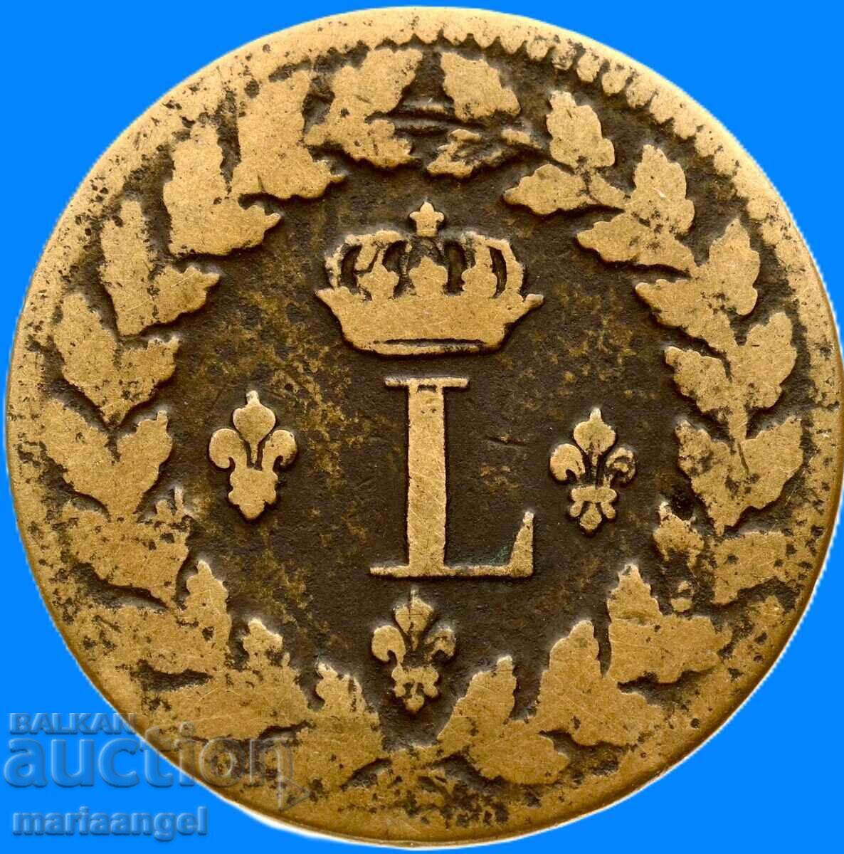 Licitație Napoleon Franța 1815 1 decime 18,80g BB Strasbourg bronz