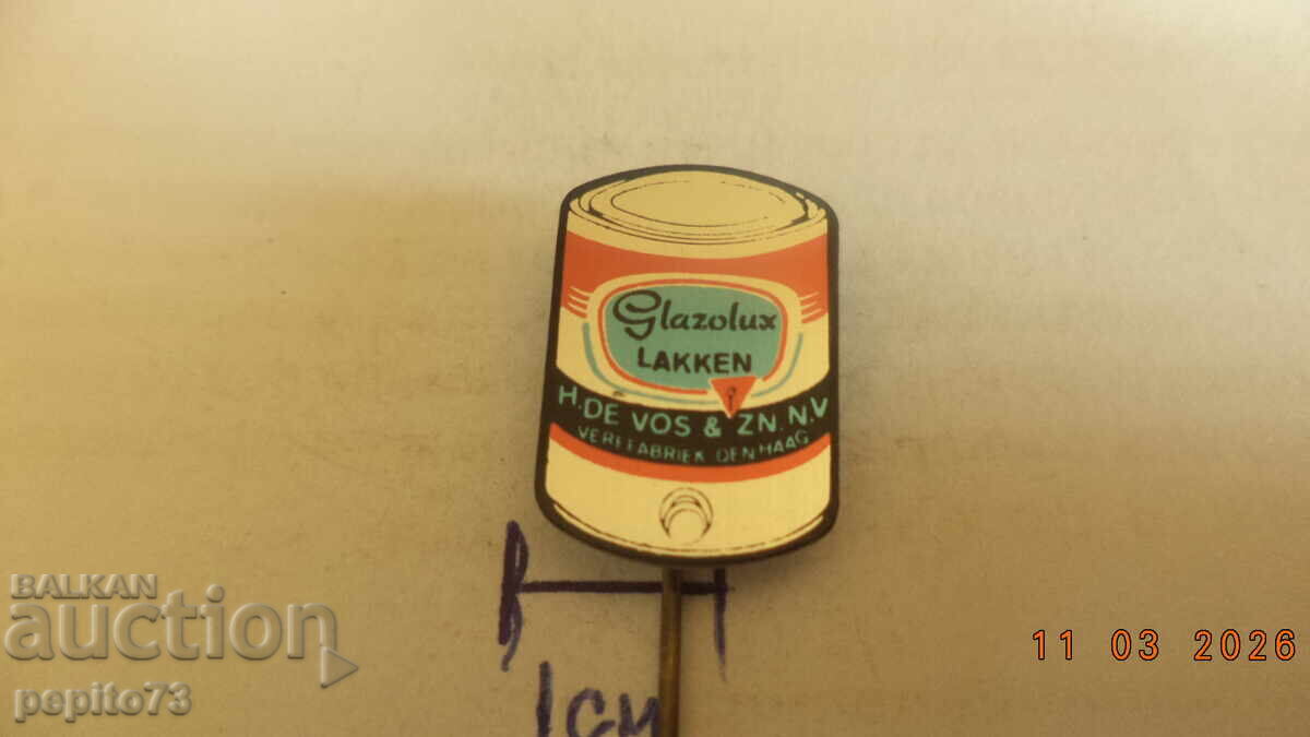 Insignă publicitară, Glazolux, marcă vopsele și lacuri