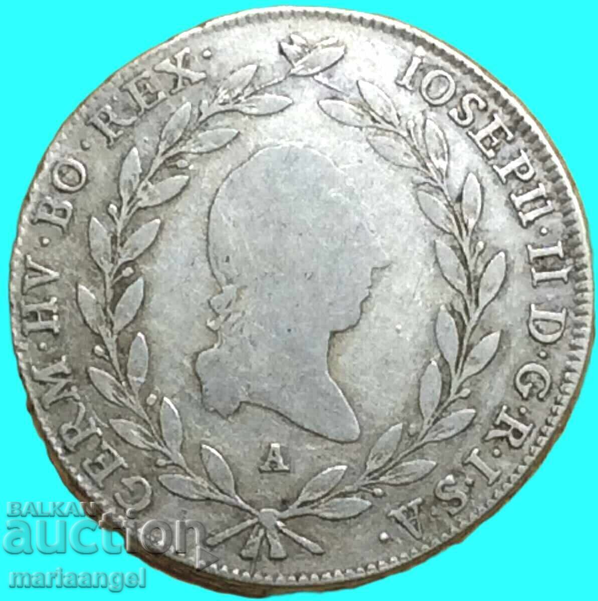 Austria 20 Kreuzer 1785 A - Viena Joseph II argint 29 mm