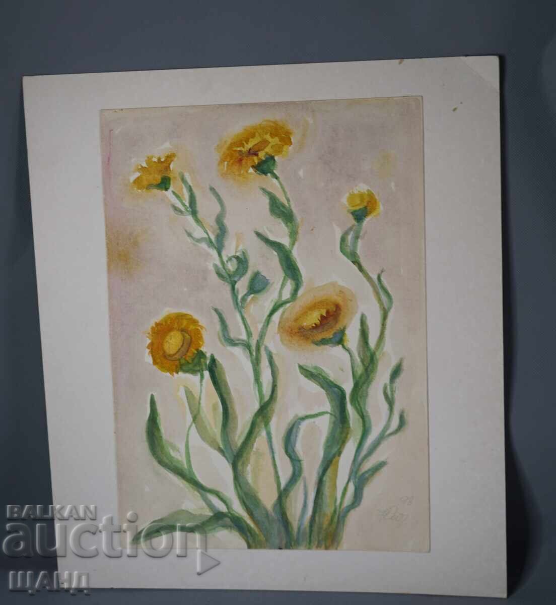 1998 Master Drawing Painting Watercolor Flowers Signed