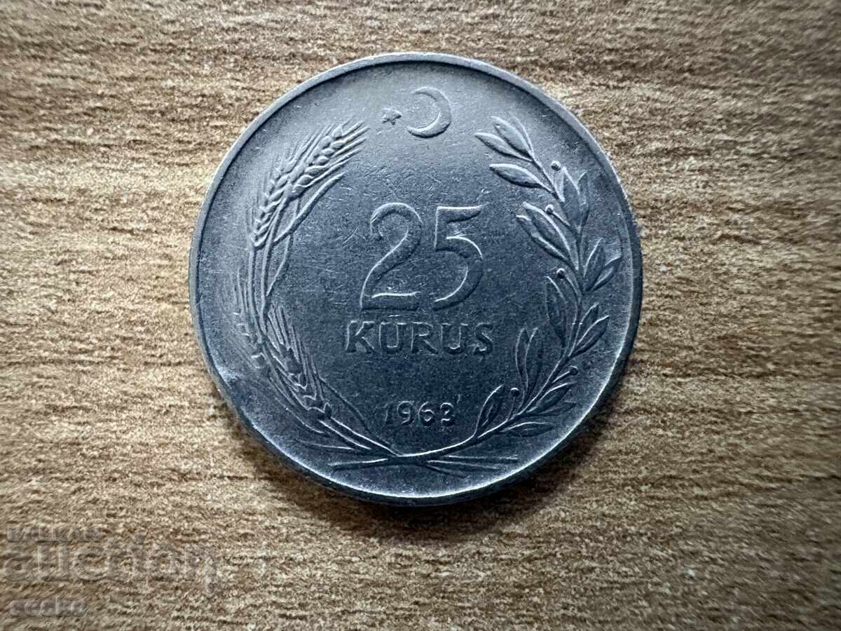 Turkey - 25 kuruş (1963)