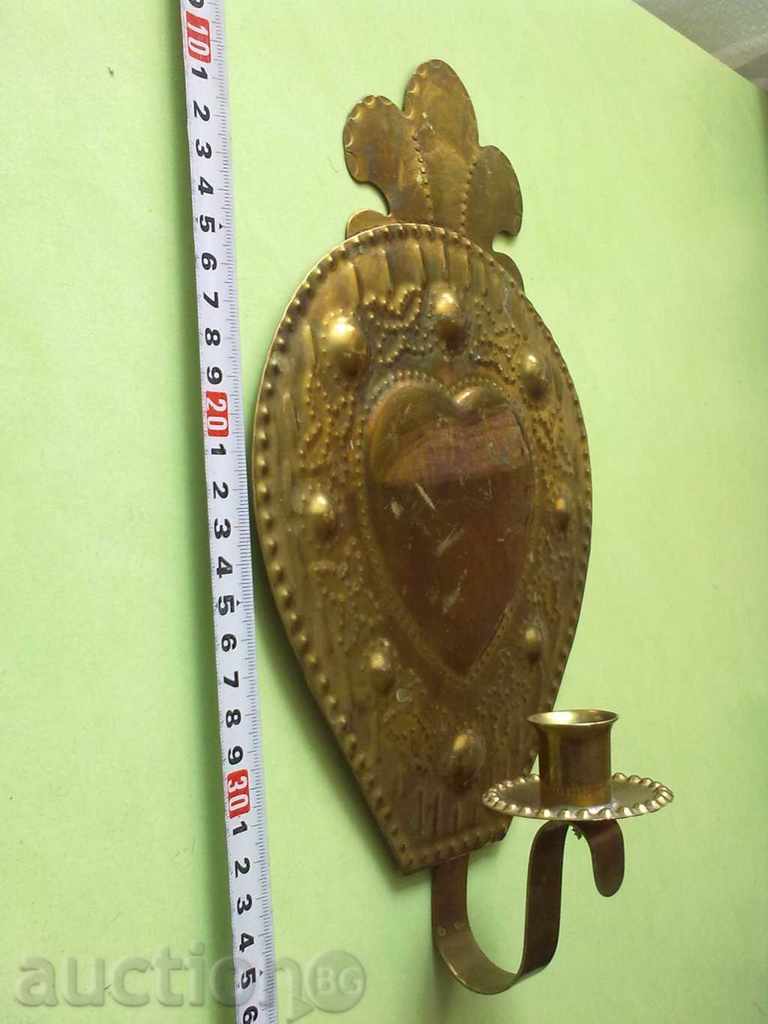 BRONZE CANDLE HOLDER - FOR WALL