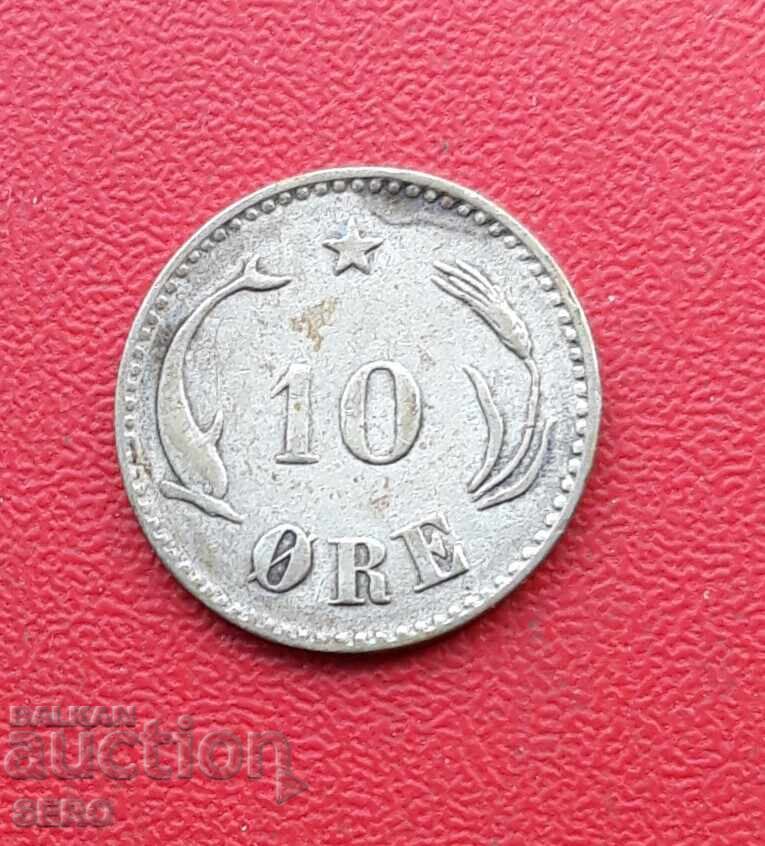 Denmark-10 ore 1874-silver